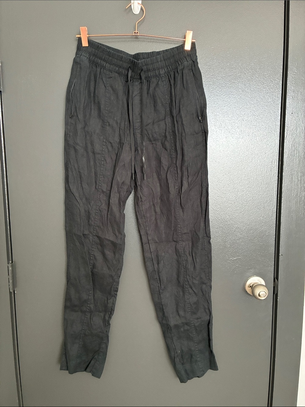 Athleta Cabo Linen Joggers Black Sz S Tall - Picture 2 of 7